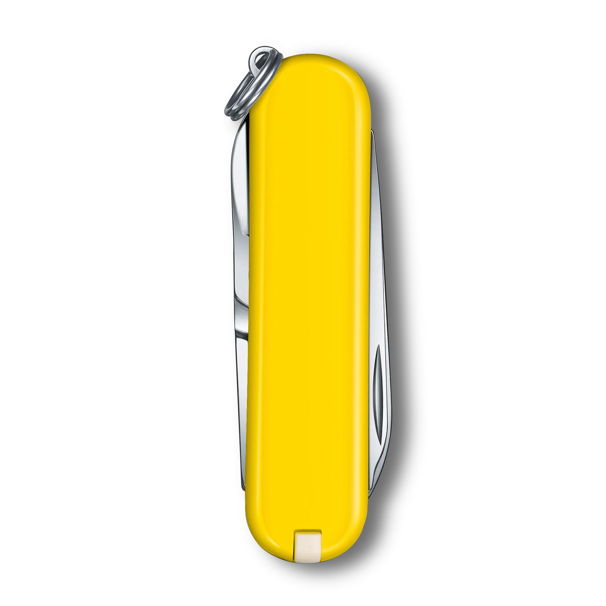 Victorinox Classic SD Swiss Army Knife, Compact, 7 Functions, Swiss Made Pocket Knife with Small Blade, Screwdriver and Key Ring - Yellow, Blister