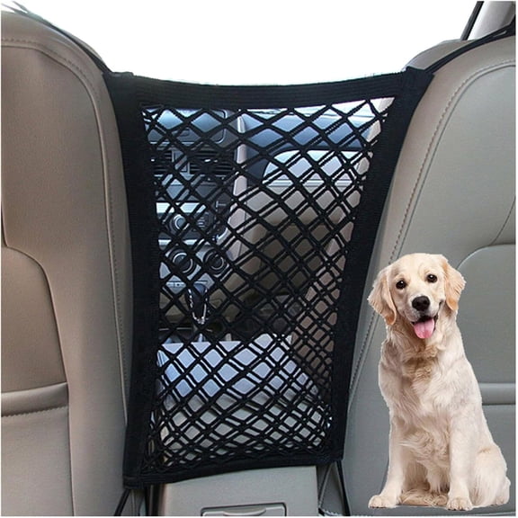 Three Tree Dog Car Net Barrier, Mesh Pet and Child Safety Divider with Storage Pouch Organizer for Cars and SUVs, Black