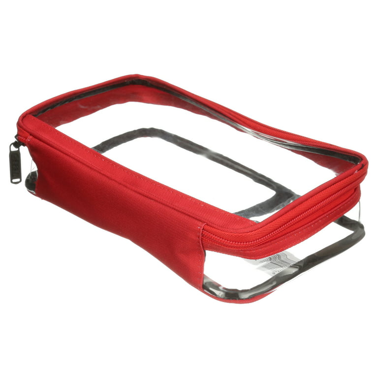 4KIDS CLEAR PENCIL BAG RED 33CM - A5 Cash and Carry