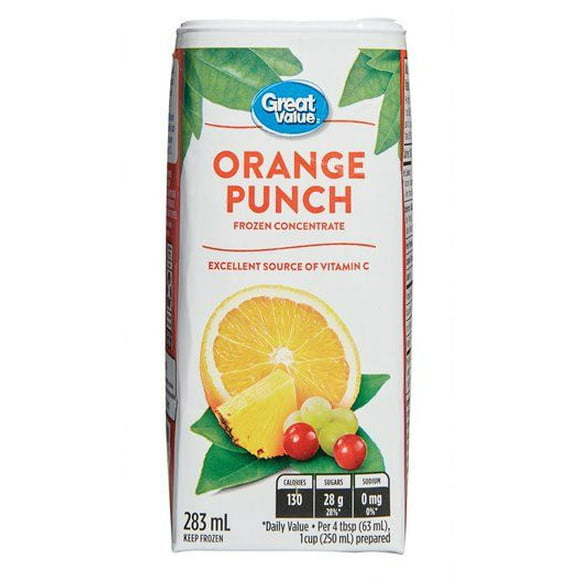 Punch à l'orange concentré congelé Great Value 283 mL