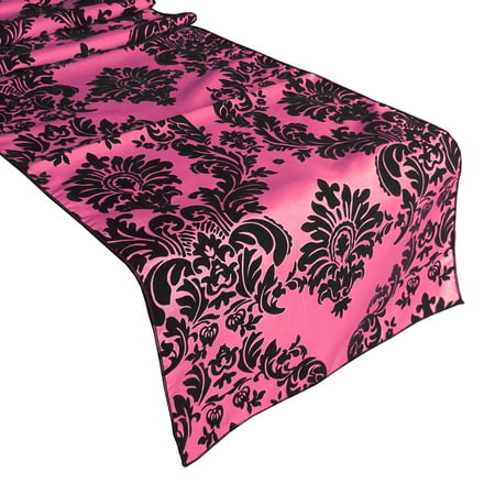 

Flocked Damask Table Runner Fuchsia