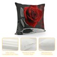 thumbnail image 4 of Shiartex  18x18 Flower Throw Pillow Covers Red Rose Gray Black Decorative Pillow Covers Couch Bed Sofa Floral Square Pillow Cover Red Black Farmhouse Pillow Case Spring Summer (Red Black), 4 of 5