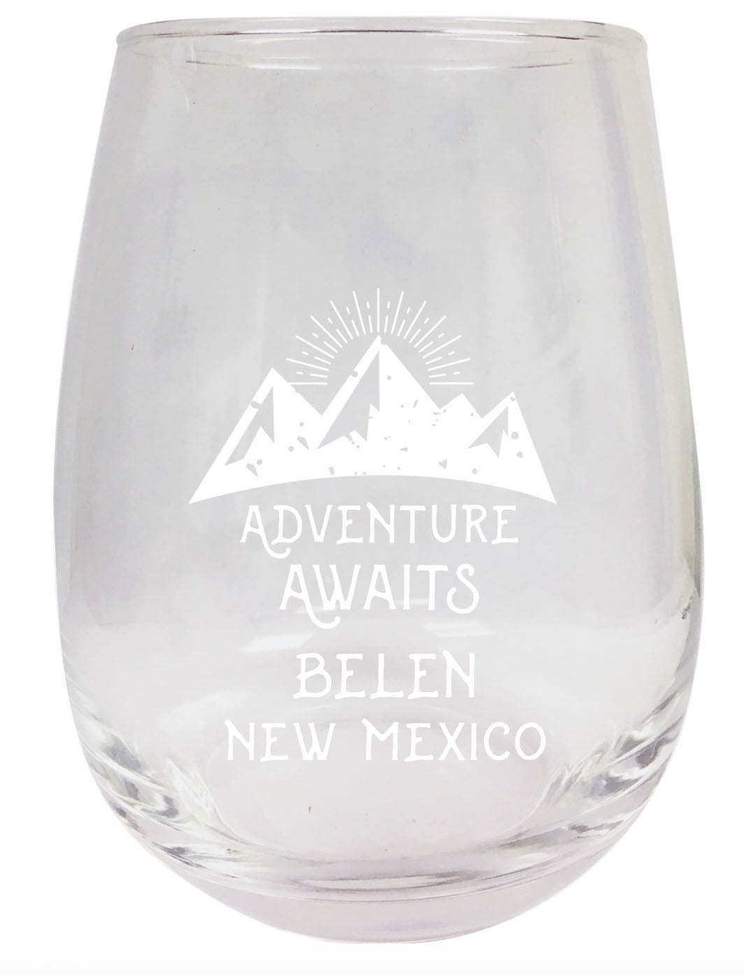 Belen New Mexico Souvenir 9 Ounce Laser Engraved Stemless Wine Glass Adventure Awaits Design 2
