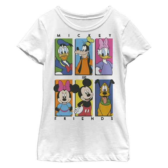 Girl's Mickey & Friends Colorful Character Panels  Graphic T-Shirt