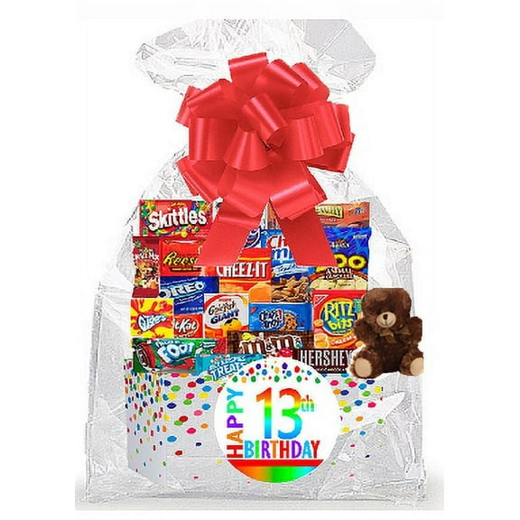 CakeSupplyShop Item#013BSG Happy 13th Birthday Rainbow Thinking Of You Cookies, Candy & More Care Package Snack Gift Box Bundle Set - Ships FAST!
