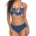 thumbnail image 2 of Jacenvly 2024 Bikinis for Juniors 2 Piece Skin-Friendly Fashionista Lady Containing Chest Pad Solid Bikini Set Two Piece Swimsuit Tropical Cozy Beach Bikini Wrap Blue, 2 of 10
