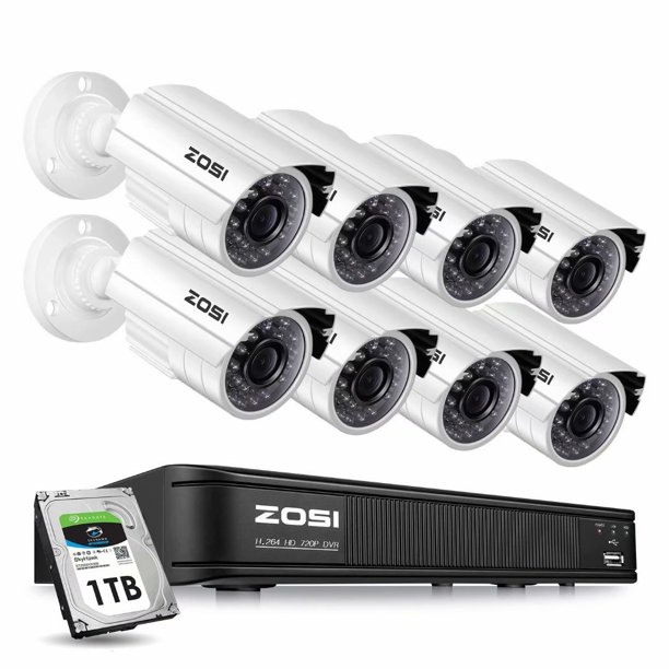 ZOSI 8 Channel Video Security Camera System,1080P Lite/720p