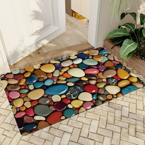 JML Doormat, Non-Slip Indoor Outdoor Rug Mats for Porch Entry Way, Floor Mat for Bathroom/Kitchen, (20"x32") - Colorful Stone Pattern