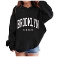 thumbnail image 2 of REDARER Long Sleeve Soft Oversized Pullover Hooded Sweatshirt with Brooklyn New York Letter Print Casual Daily Tops for Kids,11-12 Years, 2 of 4