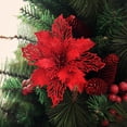 thumbnail image 4 of Glitter Poinsettia Flores Decoración De Navidad Flores Artificiales Reutilizables Advancent HA044565-04, 4 of 6