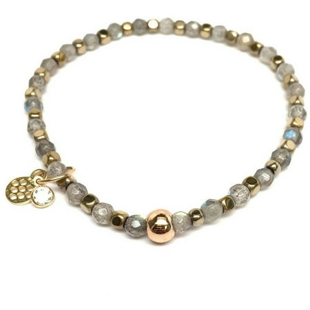 Julieta Jewelry Grey Labradorite Friendship 14kt Gold over Sterling Silver Stretch Bracelet