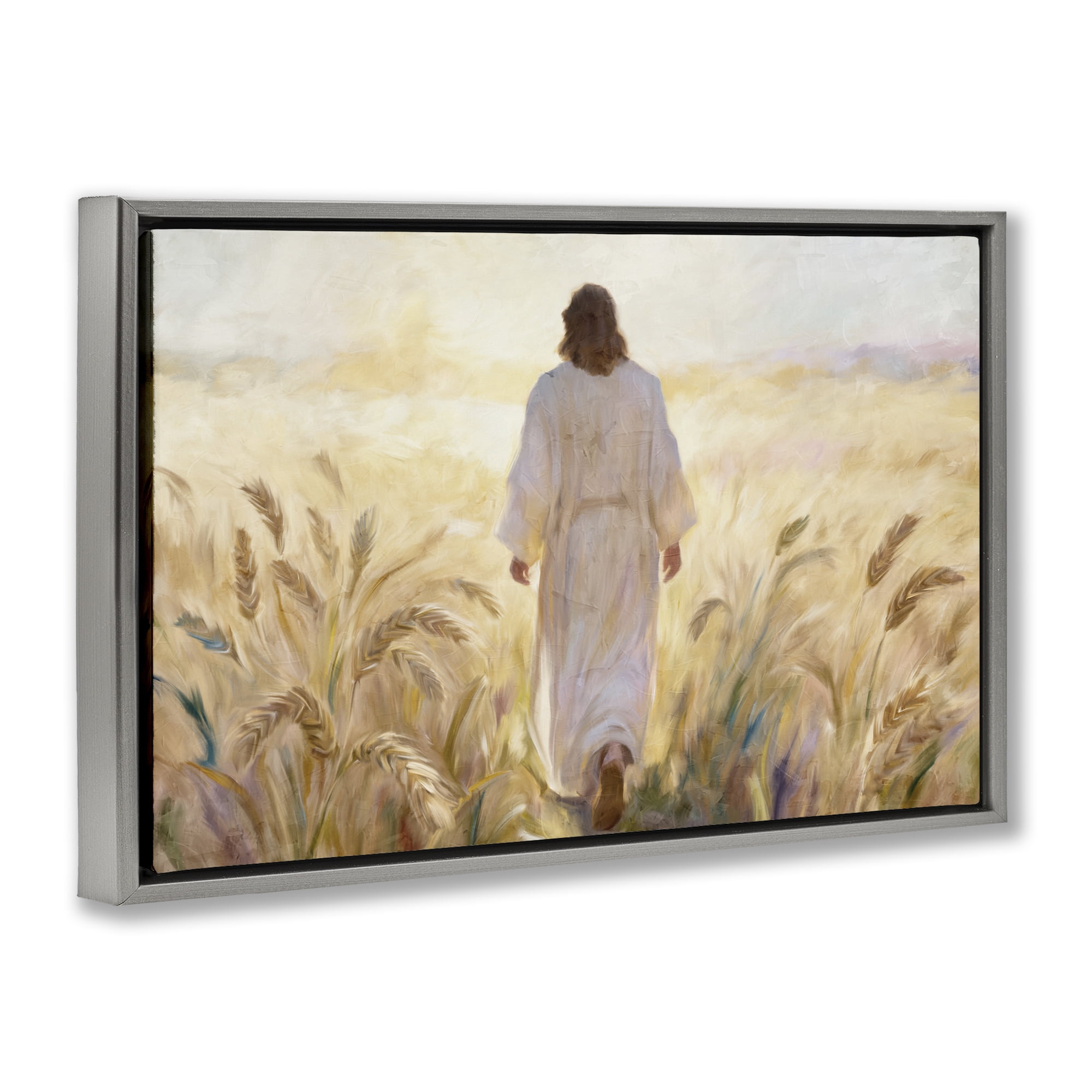 Stupell Industries In His Steps Walking Faithfully Gray Framed Floater Canvas Wall Art, design by Kim Allen