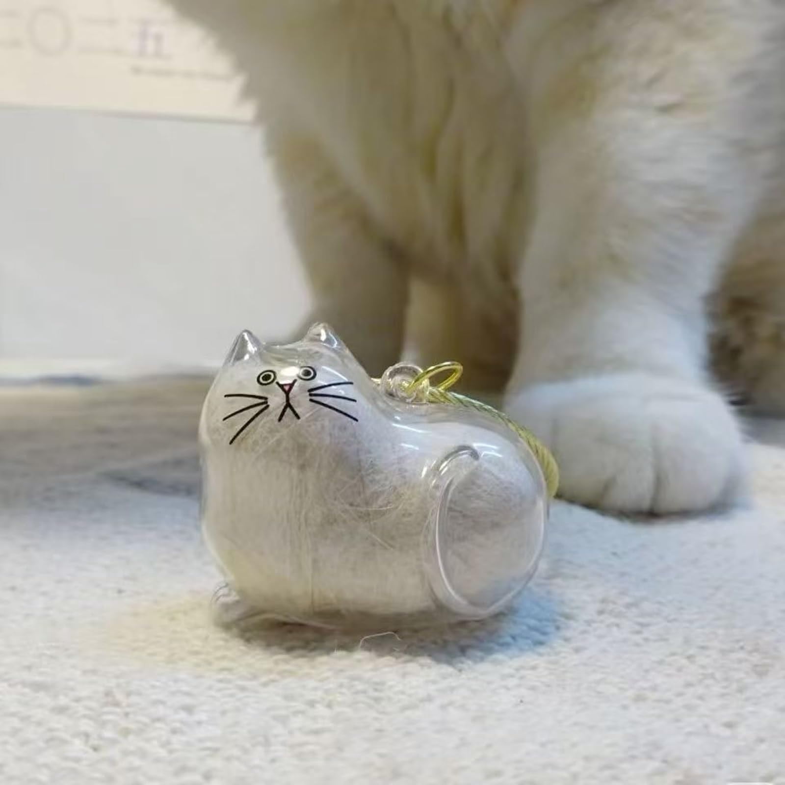 Cat Hair Keepsake Capsule Keychain, Pet Memorial Bottle for Collecting and Storing Cat Hair, Portable Hair Storage Jar for Cat Lovers and Pet Loss Remembrance Gifts