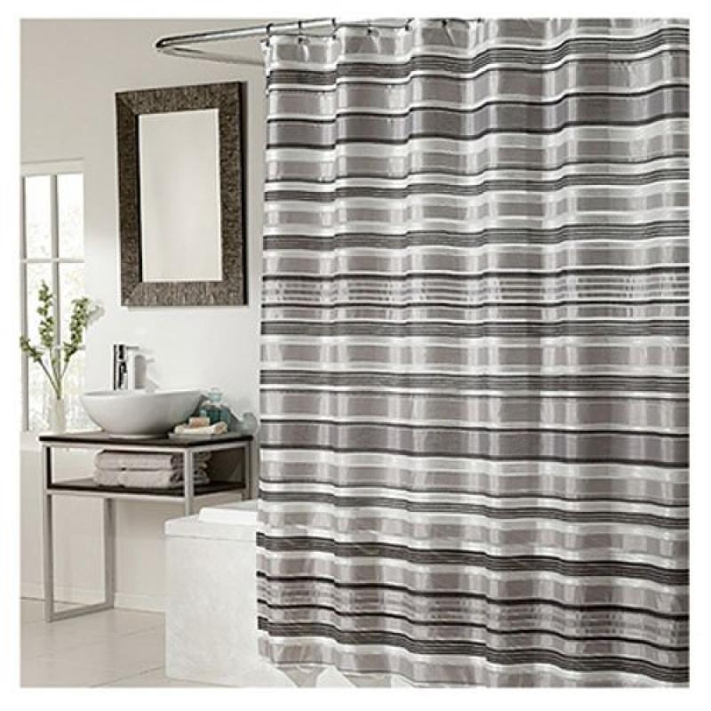 Ex Cell Glacier Pieced Shower Curtain 70 By 72 Inch Black Silver
