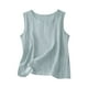 thumbnail image 2 of Auralook Cotton Linen Tank Tops for Women Solid Casual Summer Gauze Shirt Basic Sleeveless Round Neck Loose Vest Beach Vacation Clothes, 2 of 5