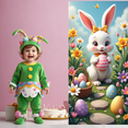 thumbnail image 6 of Colorful Happy Easter Banner Bunny Shaped Easter Bunny Display Peeps Design Polka Dot Pattern Peeps Backdrop for Easter Party Spring Celebration Holiday Gathering, 6 of 8