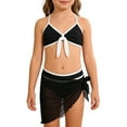 thumbnail image 4 of SGMVNU Girls Swimsuit Bikini Set with Cover up Wrap Skirt Girls Swimsuits 10-12 3 Piece Swimwear Set V Neck Ruffle Bathing Suits for Teen Girl, Size 13-14 Years, g-Black, 4 of 9