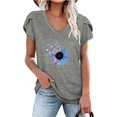 thumbnail image 2 of Blusa informal con estampado de manga corta y cuello en V de verano para mujer con estilo OAVQHLG3B Store  lin121212, 2 of 4