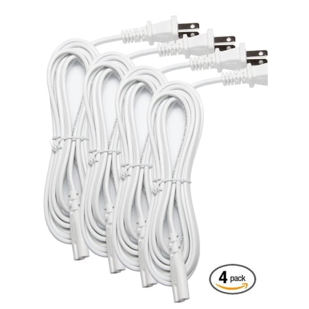OMNIHIL UL Listed 10 Feet Slot Power Cord 2 Prong Figure 8 Power Cord Non Polarized Power Cable - 4 Pack (White) price history on PriceWatchPro