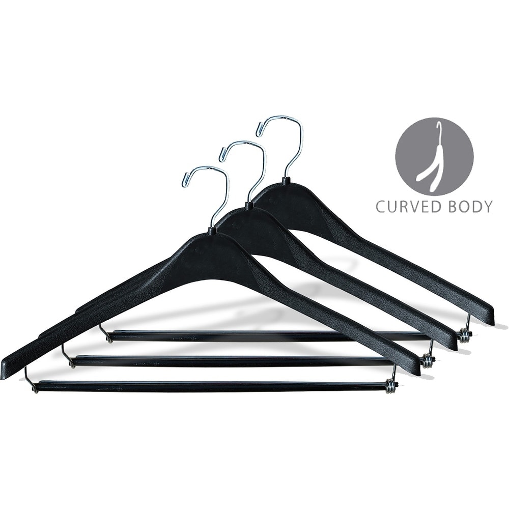Plastic Hangers HD Heavy Duty, 40 Pcs. Black Color, Made in USA, 3/8”  Thickness, Durable, Tubular, Lightweight, for Clothes, Coat, Pants, Shirts