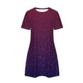 thumbnail image 4 of ZHUGeLI Tie-Dye Dresses for Women Summer Casual Short Sleeve Loose Fit Short Dress Crewneck Swing Midi Tee T-Shirts Dresses, 4 of 6