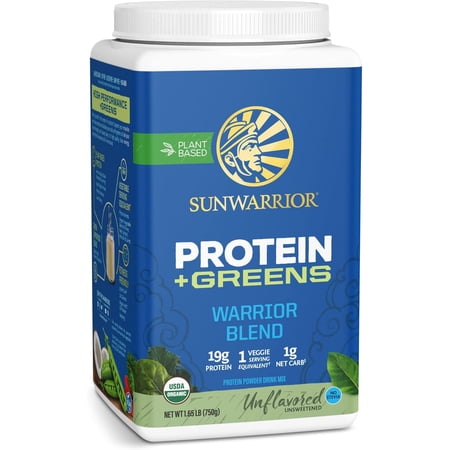 Sunwarrior Warrior Blend Greens Vegan Protein Powder, Unflavored, 750g (30 Servings)