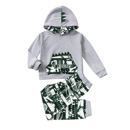 

Odeerbi Reduced Baby Boys Girls Coats Sweatshirt Toddler Autumn Winter Dinosaur Print Long Sleeve Hoodies Tops Trousers 2PCS Set Suit