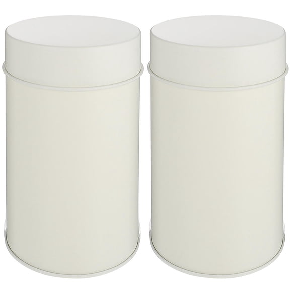 OUNONA Small Kitchen Canisters 2Pcs, White Tinplate Airtight Containers for Tea and Coffee Storage