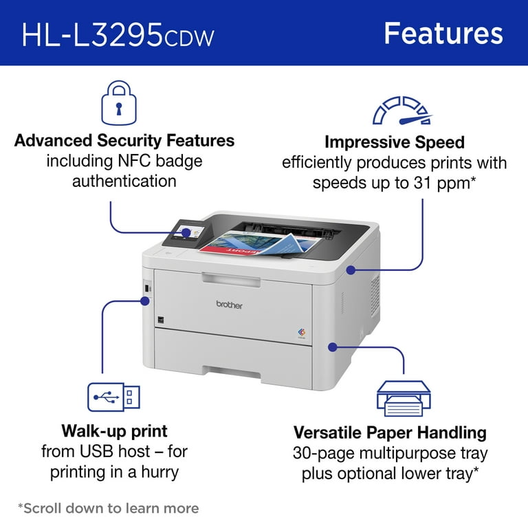 Brother HL-L3295CDW Wireless Compact Digital Color Printer with Laser