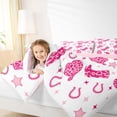 thumbnail image 4 of jejeloiu Chic Pink Cowgirl Boots 7-Piece Bedding Comforter Set Kids,Rustic Farmhouse Horseshoe King Bedding Sets For Girls,Reversible, 4 of 7