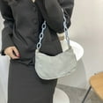 thumbnail image 2 of Women Retro Corduroy Solid Color Underarm Bag Chain Small Handbags (Grey), 2 of 6
