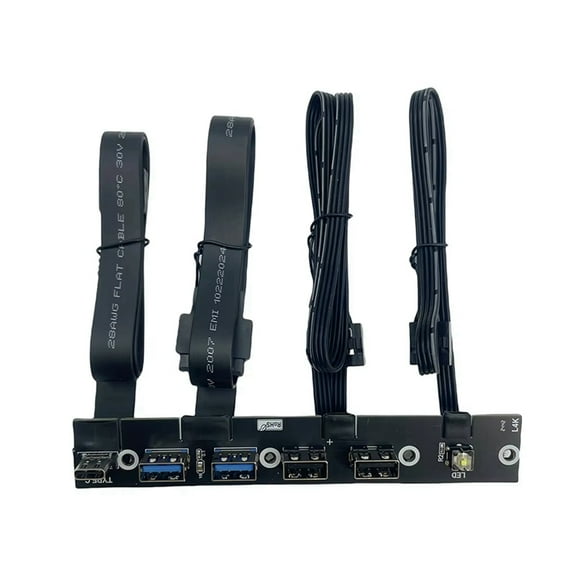 USB 3.0 Front Panel IO Panel 2-Port USB3.0 2-Port USB2.0 1-Port TYPE-C 20G LED Switch for Desktop Computer Chassis Black