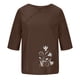 thumbnail image 3 of Blusas de Manga Corta para las Mujeres Impresas Cuello Redondo Camiseta Casual, Blusa de Algodón de Imitación para las Mujeres, 3 of 4