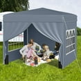 thumbnail image 2 of Gymax 10 X 10 FT Pop up Canopy Tent w/ 4 Sidewalls Wheeled Bag 4 Sandbags 8 Stakes Gray, 2 of 10