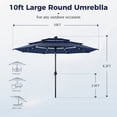 thumbnail image 7 of Alpha Joy 10ft 3 Tier Auto-tilt Outdoor Patio Umbrella Beach Garden Double Vented Table Umbrella with Solar Lights, Navy Blue, 7 of 7