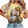 thumbnail image 3 of Craaazy Women's Relaxed Fit Easter Bunny Graphic Crew Neck Short Sleeve Top - Spring Festive Casual Print T-Shirt Gifts, 3 of 5