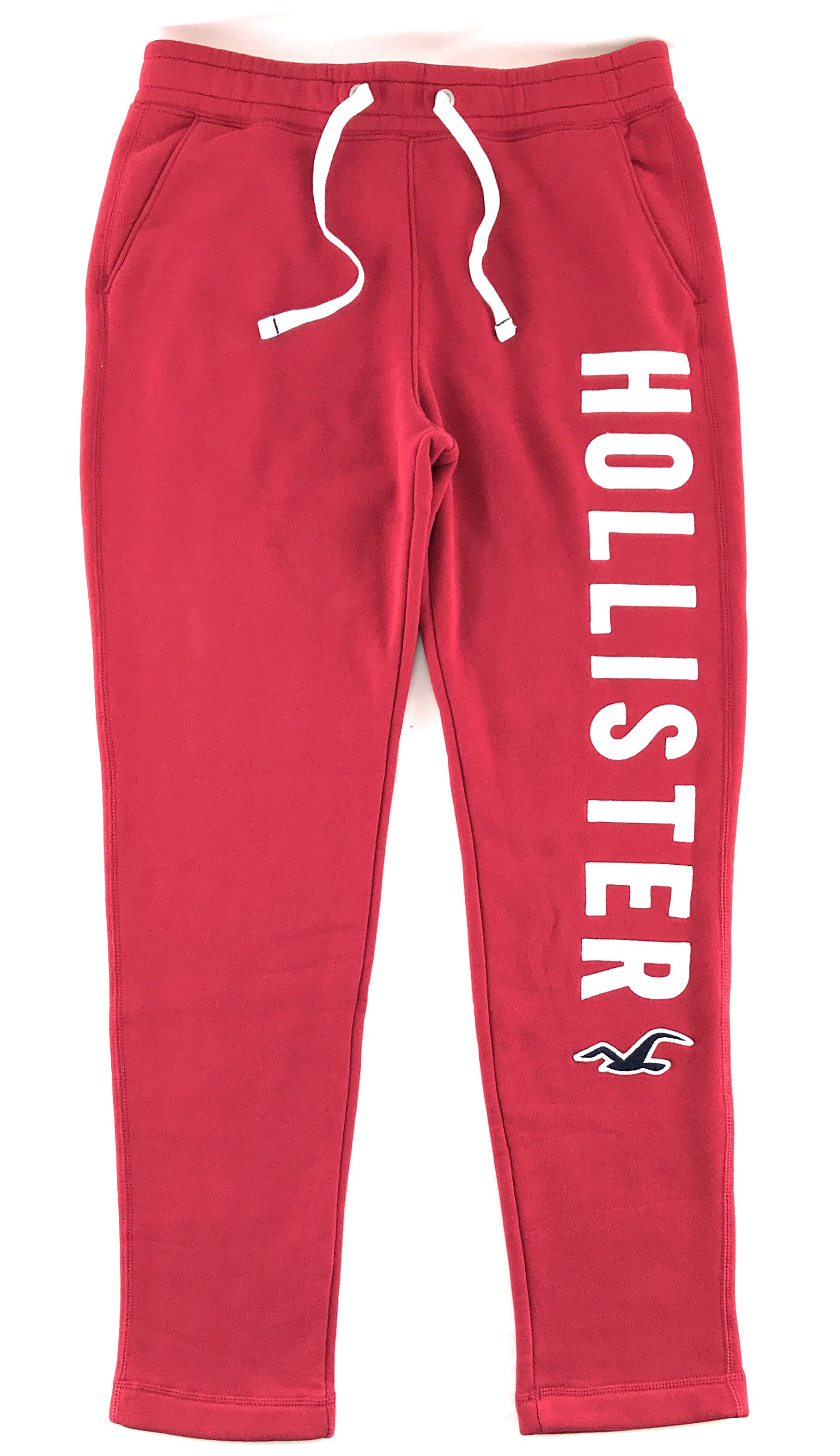 Hollister Sweatpants Cherry Apple Red Joggers Elastic Waist Pockets Comfy  Small 