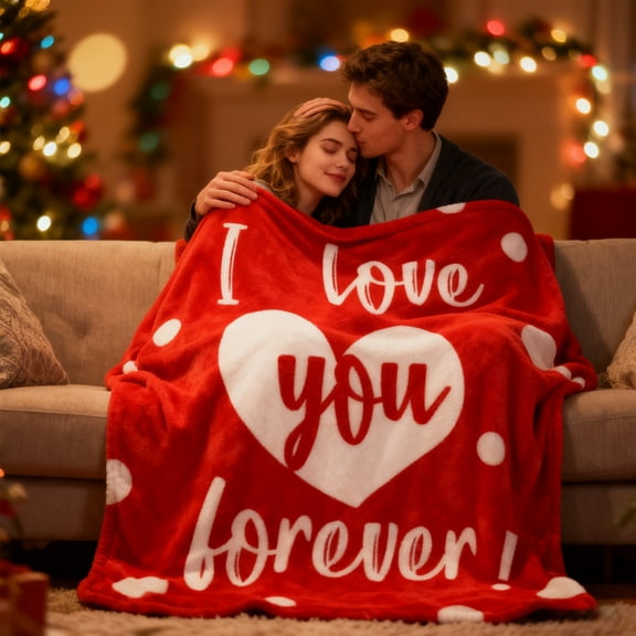 Valentine's Throw Blanket, Valentines Heart Warm Soft Plush Flannel Fleece Throw Cozy Blanket for Mom Couple Couch Chair Bedroom Picnic Home Decorative, 39 x 51 Inch