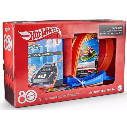 Hot Wheels Stunt Tracks Diecast Vehicle, Launcher, Track & 24 Page Book Gift Set