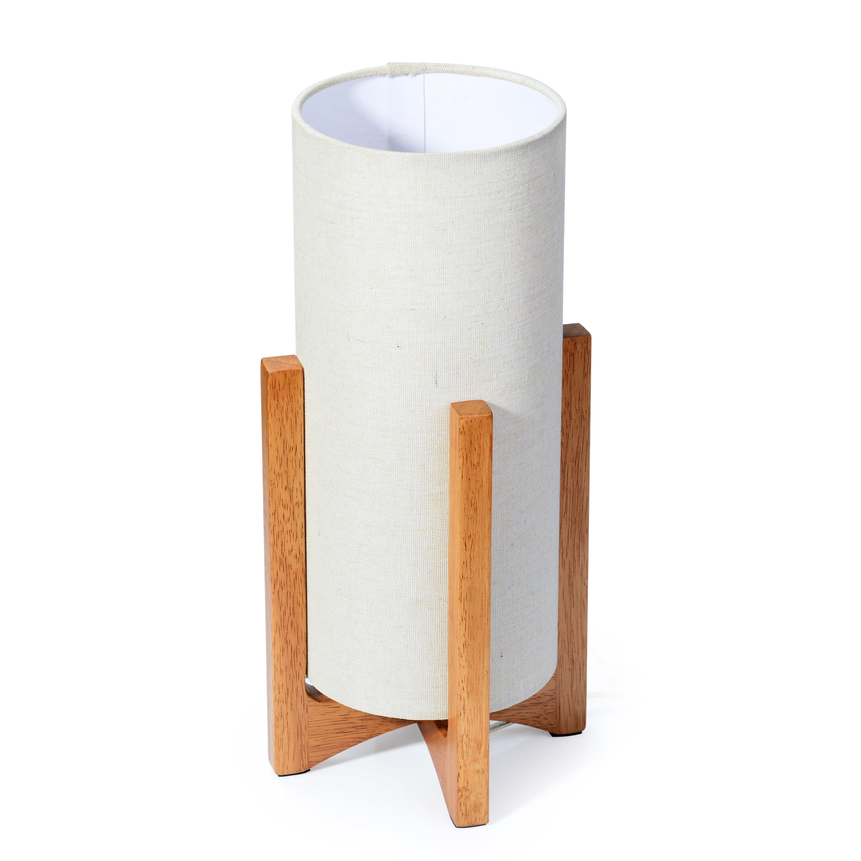 Better Homes & Gardens 14-Inch Natural Wood Uplight Table Lamp with Linen Shade
