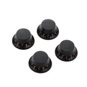 Dcenta 4PCS Electric Guitar Bass Acrylic Knob Hat Tone and Control Knobs for LP Style Guitars Replacement Black with Golden Font