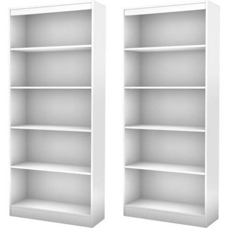 Leather Set Bookcase - South Shore Smart Basics 5-Shelf Bookcase, Set of 2, (Mix and Match)