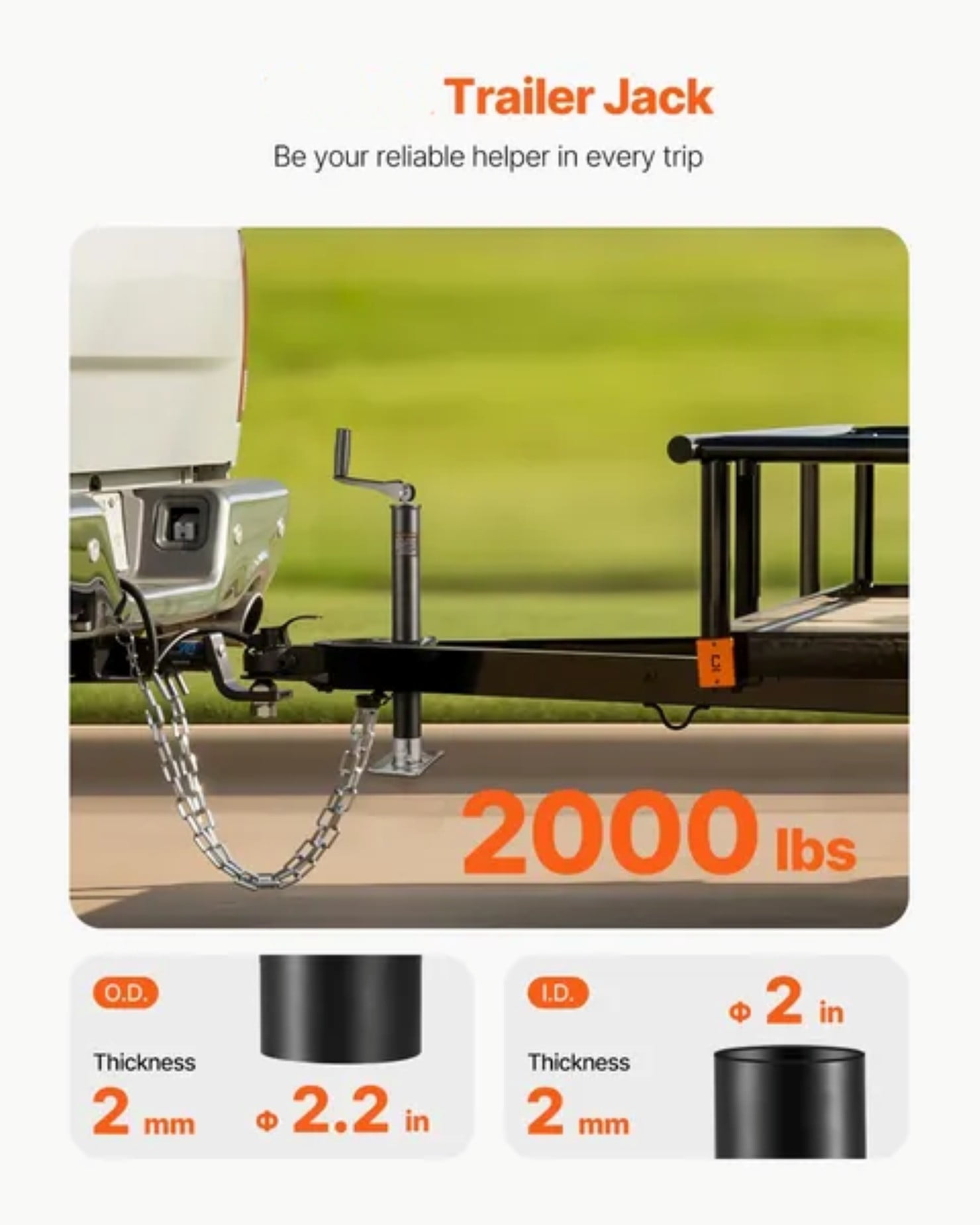 Unbranded Heavy-Duty Trailer Jack Stand 2000 lb Lifting Capacity, 8.7-23.5 inch Lifting Range