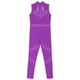 thumbnail image 5 of vastwit Big Girls Dance Unitard Gymnastics Skating Jumpsuit Sleeveless Mock Neck Rhinestone Mesh Bodysuits Purple 12, 5 of 7