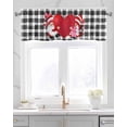 thumbnail image 2 of Valentine's Linen Curtain Valance for Bedroom/Bathroom/Kitchen/Office/Living/Dining Room Windows,Valentine Buffalo Plaid Black Gnomes Love Red Pocket Topper Drapes Decorative Cafe Drapery Panel 42x18, 2 of 6