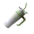 thumbnail image 2 of Taza aislada para coche de acero inoxidable de 1250 ml con vasos aislados con pajita para viajes al aire libre, color verde degradado, 2 of 10