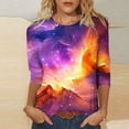 thumbnail image 3 of JTZGDY Womens 3/4 Sleeve Tops Dressy Casual Plus Size Teen Girls Cute Tie Dye Starry Sky Oversized Tunic Blouse Crewneck Basic Graphic T-Shirts Fashion 2025 Outfit Clothes Multicolor#14 XL, 3 of 6