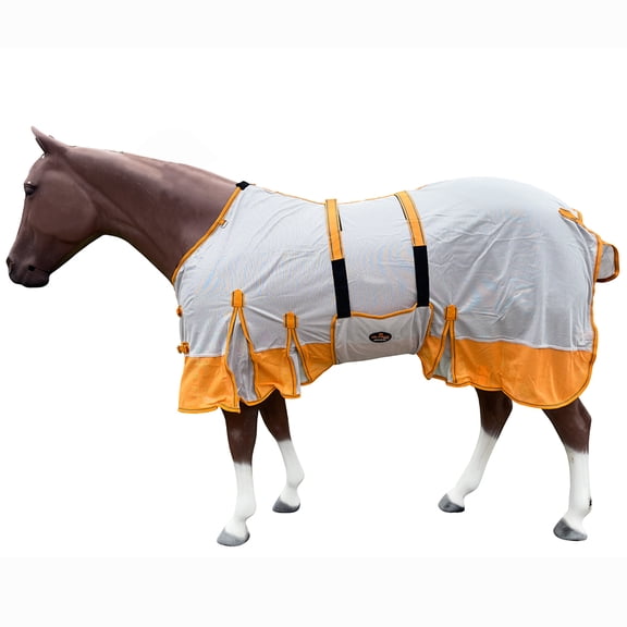 66 In Hilason Horse Fly Sheet Uv Protect Mesh Bug Mosquito Summer White/Orange