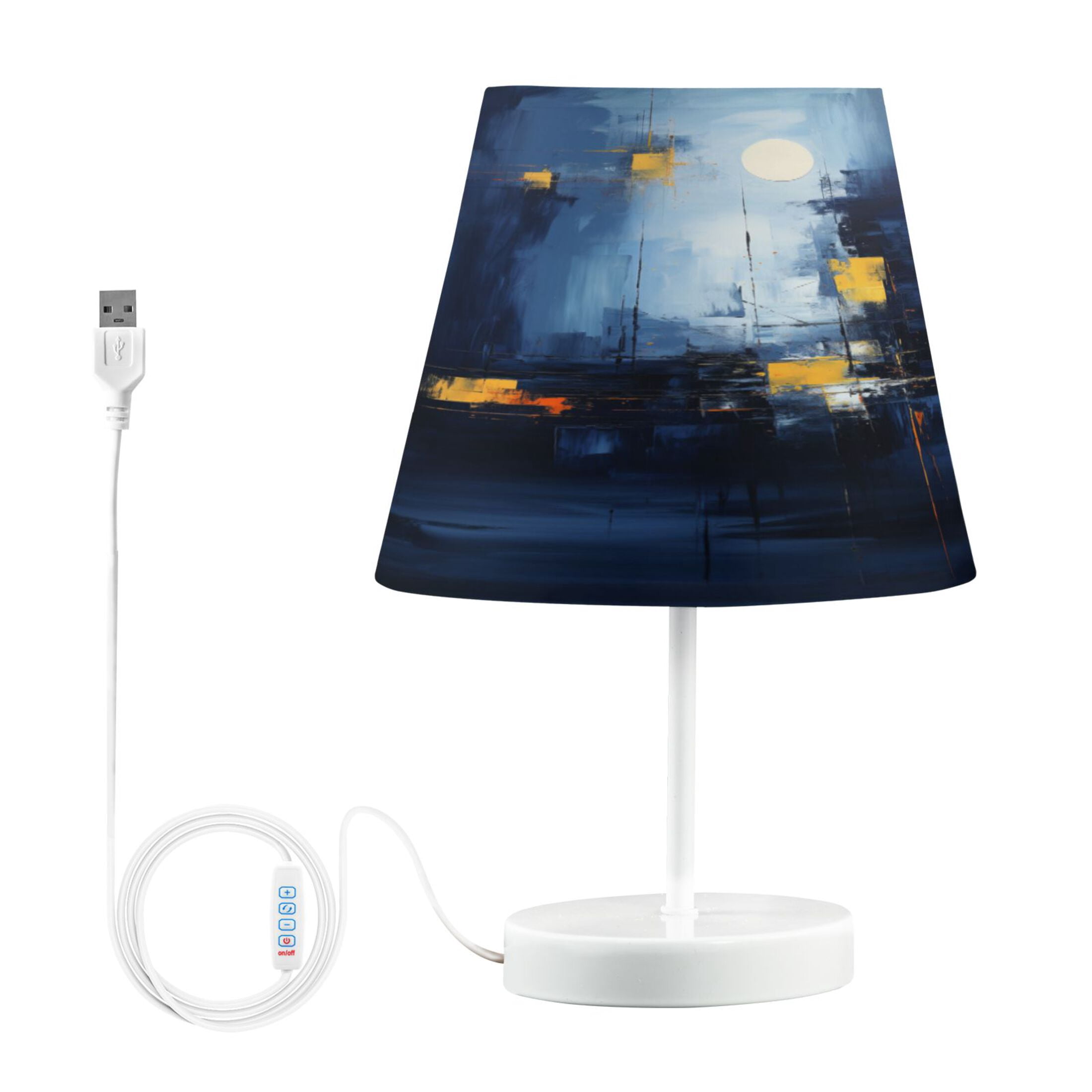 Abstract Oil Moonlight Cityscape Desk Lamp LED Table Nightstand Lamps with 3 Color Temperatures for Home Bedroom Living Room Decor 8x12
