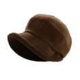 thumbnail image 3 of Opolski Winter Beret Warm Thickened Plush Lined Solid Color Retro Warm Korean Adjustable Fordable Solid Color Female Lady Outdoor Newsboy Hat Bonnet Coffee, 3 of 8